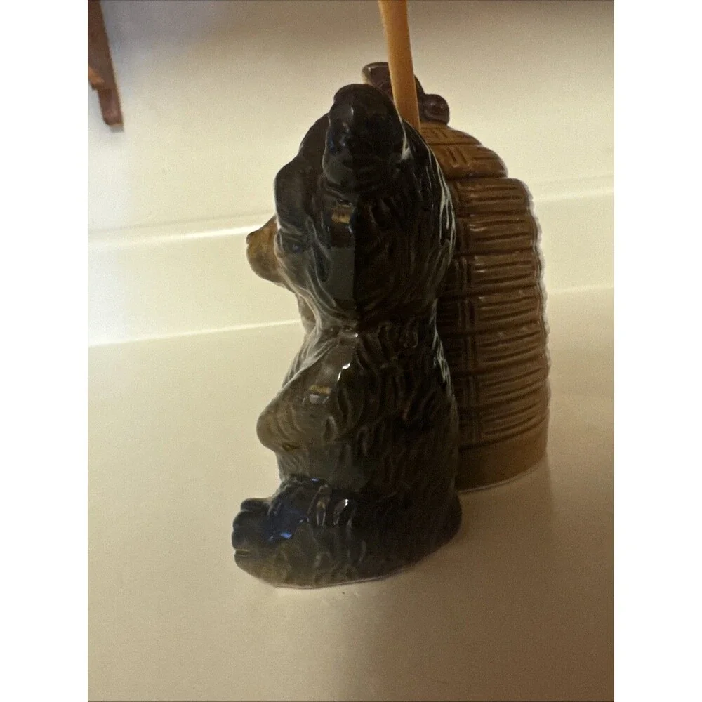 Honey Pot Bear & Bee Hive Armbee Japan with stir stick Vtg Retro Kitchen Decor